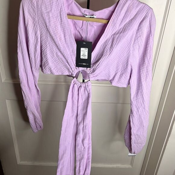 Fashion Nova Bobbie Top lavender crop top Size Large Nwt - Picture 4 of 8